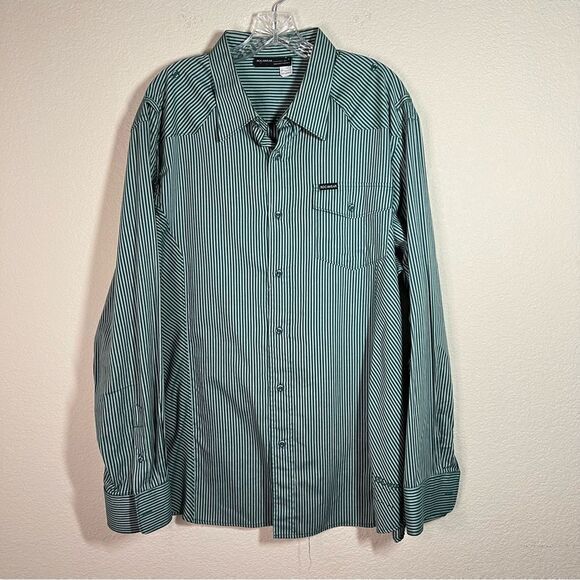 Rocawear Green White Striped Long Sleeves Button Down Shirts Mens Size 2XL - Picture 1 of 8